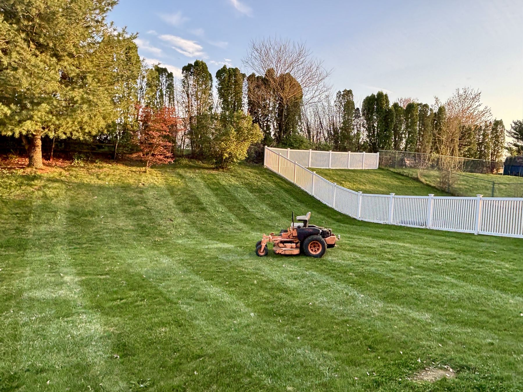 Residential landscaping project with fresh outdoor work