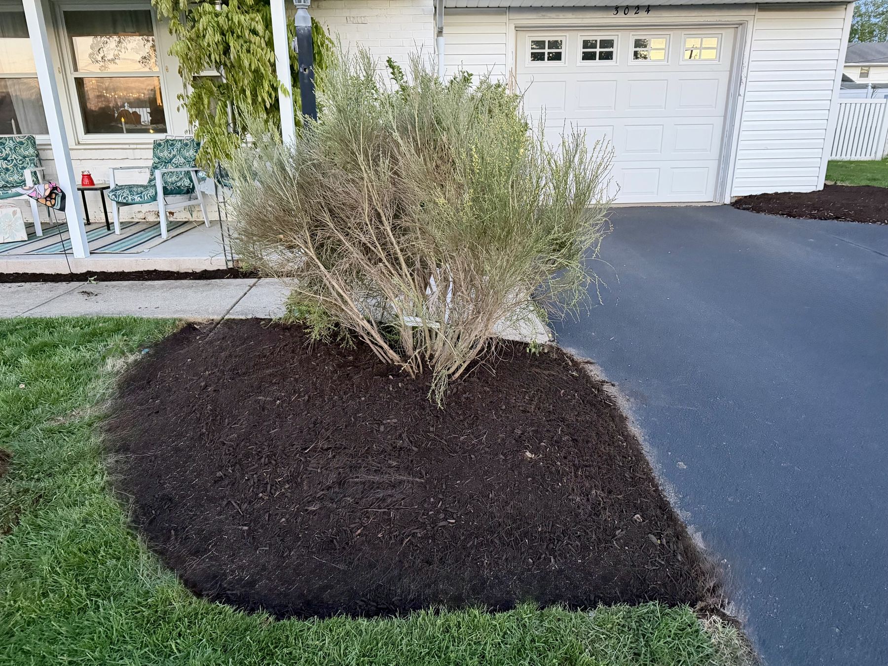 Clean lawn care and bed edging near a driveway